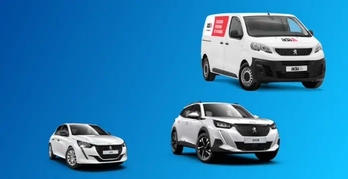 3 véhicules de location : Peugeot Expert / Peugeot 208 / Peugeot 2008