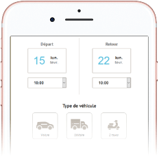 Sélectionnez les dates et le type de véhicule