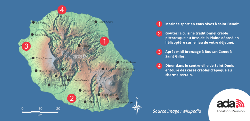 Carte de tourisme et de loisir à La Réunion